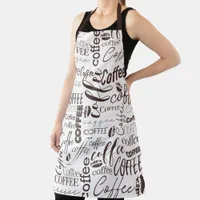 Brown And White Typography Coffee Design Apron