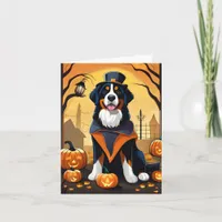 Bernese Mountain Dog Halloween Card