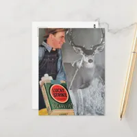 Vintage Man and Lucky Buck Collage Postcard