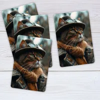 Steampunk Cat in Clothes Playing Cards