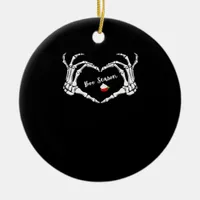 Skeleton Hand Heart Boo Season Spooky Vibe Ceramic Ornament