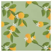 Oranges and Leaves Citrus Fruit Pattern Fabric