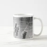 Cattails by the Pond in Black and White Coffee Mug