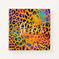 Colorful Glitter Animal Print With Name Sketchbook Notebook