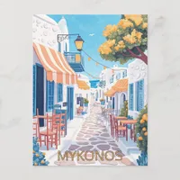 Picturesque Streets of Mykonos Postcard