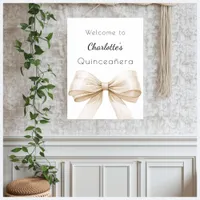 Bow cream beige Quinceanera welcome Poster