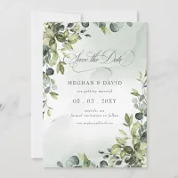 Elegant Calligraphy Greenery Eucalyptus Save The Date