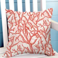 Red Coral Pattern Coastal Summer Outdoor Pillow