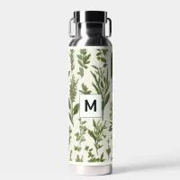 Monogrammed Green Garden Plants Gardening Stylish Water Bottle