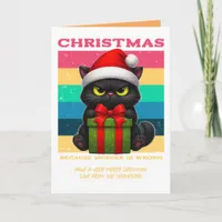 Groovy Claus Funny Cat Retro Christmas Photo Holiday Card