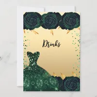 Green gold roses flowers drinks beverage card