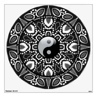 Black White Yin Yang Tribal Dotwork  Mandala Wall Decal