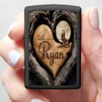 Ryan's Wolf Moon Heart Zippo Lighter