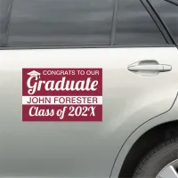 12" x 18" Dark Red and White Graduation Text Car Magnet