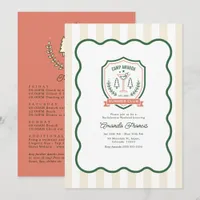 Camp Bride Summer Club Preppy Bachelorette Weekend Invitation