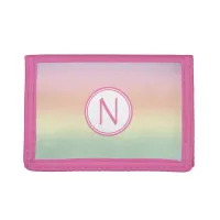 Monogrammed Pastel Rainbow Water Colors   Trifold Wallet