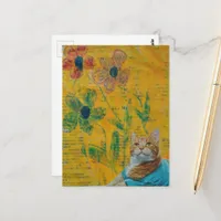 Adorable Ginger Kitty and flowers collage Postcard