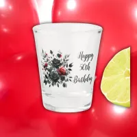 Happy 50th Birthday Red and Black Roses | Shot Glass