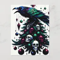 Gothic Skulls and Ravens Christmas Tree Postcard