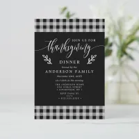 Black And White Buffalo Check Thanksgiving Dinner Invitation