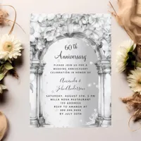 Floral arch diamond 60th wedding anniversary invitation