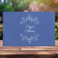 Elegant Vintage Romance Dusty Blue Floral Wedding Guest Book