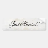 White Carnation Floral Just Married Bumper Sticker
