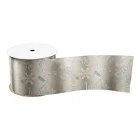 Christmas Text and Snowflake Pattern Gold ID257 Satin Ribbon