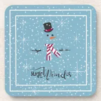 Magic and Wonder Christmas Snowman Blue ID440 Beverage Coaster