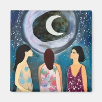Celestial Artwork | Women Looking at the Moon Magnet