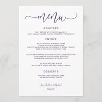 Bounce Calligraphy Swirly (Plum / Purple) Wedding Menu