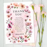 Dusty Pink Wildflower Thank You Card – Boho Waterc