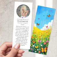 In Loving Memory Flowers Butterfly Photo Funeral Bookmarks