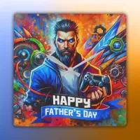 Happy Father's Day Daddy Gamer | Square Wall Clock