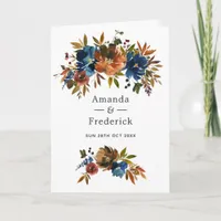 Ginger and Navy Floral Wedding Program