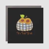 It’s Fall Y’all Pumpkin Plaid Design Halloween Fun Car Magnet