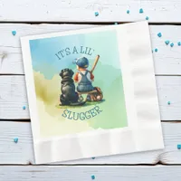 Lil' Slugger with his Dog | Boy's Baby Shower Napkins