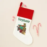 Cute Cartoon Penguin and Christmas Train Christmas Stocking