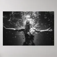 Woman in underwater dance B&W photo