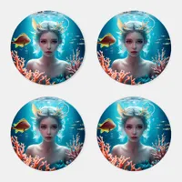 Beautiful Mermaid Under the Ocean Coaster Set