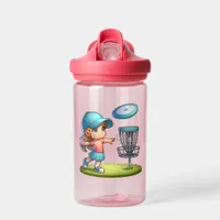 Cute Little Girl Disc Golf Cartoon Personalized Water Bottle
