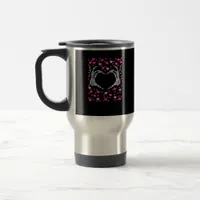 Skeleton Hand Heart Valentines Day Funny Viral Travel Mug