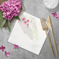 Wildflower Wedding Watercolor Paint Str Fsia ID954 Paper Dinner Napkins