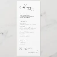 Luxury Calligraphy Elegant Wedding Reception Menu