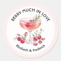 Elegant Berry Much in Love Raspberry Wedding Classic Round Sticker