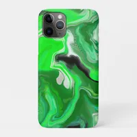 Green and Black Digital Fluid Art Pour Painting    iPhone 11 Pro Case