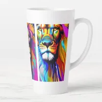 Colorful Lions Digital Art Latte Mug