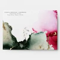 Gold Pink Sage Green Watercolor  Envelope