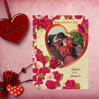 Romantic Couple Vintage Valentine Heart and Roses Card