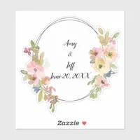 Boho Watercolor Floral Geometric Wedding Dates Sticker